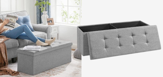 Songmics Sitzbank für 27€ - Stauraumwunder, stabil & faltbar, Leinenoptik-Design