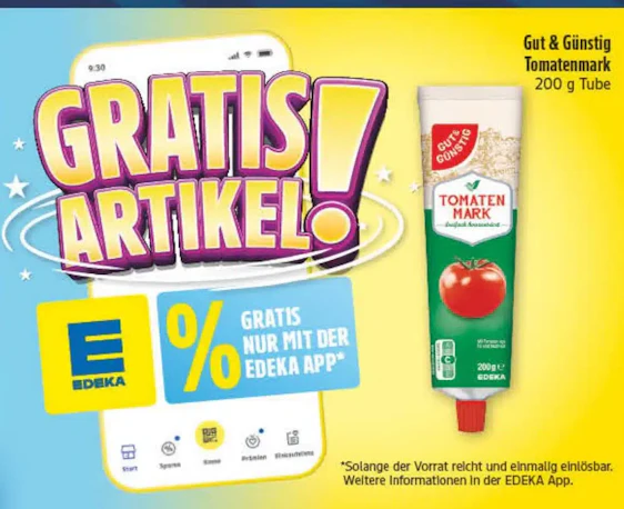 Diska (über Edeka APP): Gratis Gut & Günstig Tomatenmark (200g Tube)