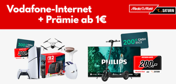 Mit Wahlprämie für 1€ (z.B. PS5, Philips TV) 🌐🚀 Vodafone GigaZuhause Internet bis 1.000 Mbit/s | ab effektiv 24€ mtl.