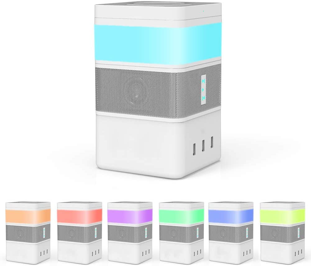  Smart Home Kit mit 4 Modulen:  Power Base-Modul, Nachtlicht Tischlampe,  Bluetooth-Lautsprecher, Kabelloses Laden