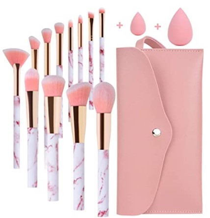 Make-up-Pinsel-Set, 12 Stück, Marmor-Pinsel