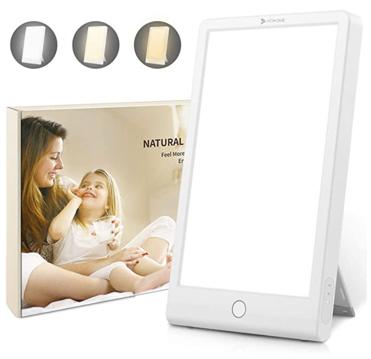 Tageslichtlampe von Hosome - Lichttherapielampe - 10000 Lux - USB Tageslichtleuchte - 3 Lichtfarben - Dimmer (Amazon)