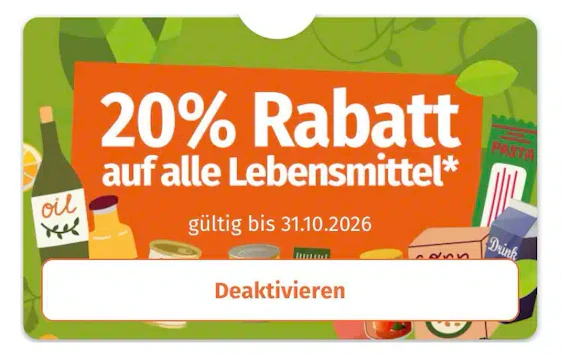 20% auf Lebensmittel auch Kindernahrung bei Müller