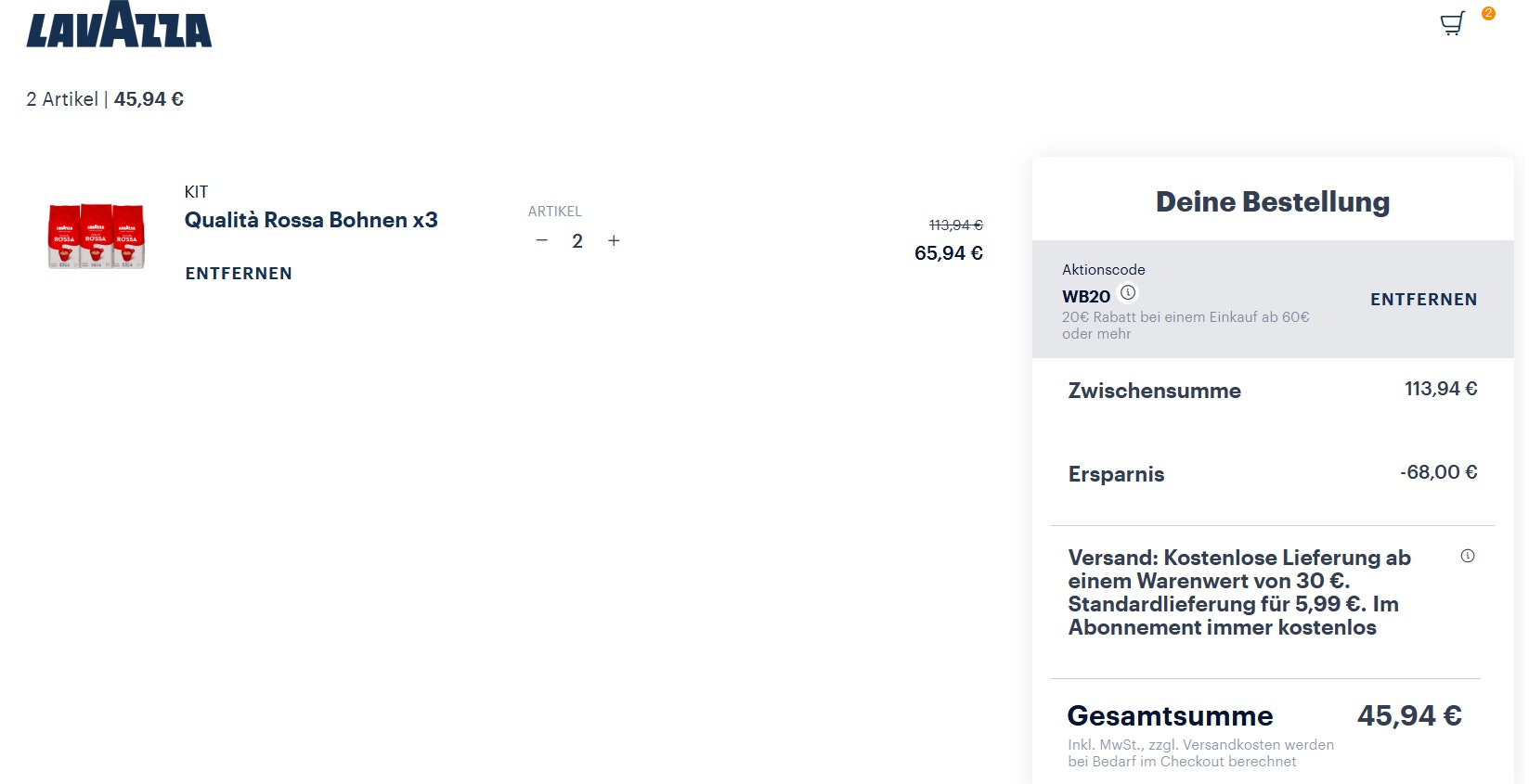 1734881030101 Lavazza Gutschein