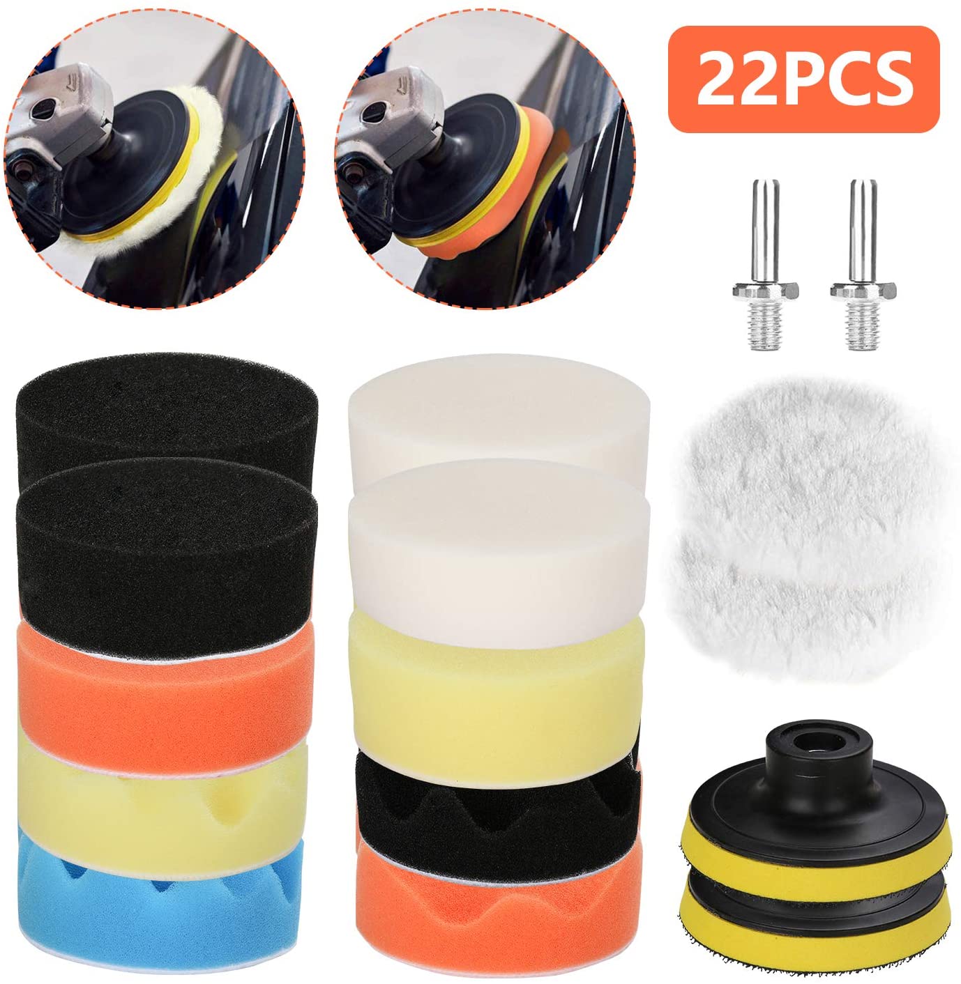22pcs 3 Inchs Polierschwamm Set, Polieraufsatz Bohrmaschine Aus Schwamm Und Wolle Polierpaste