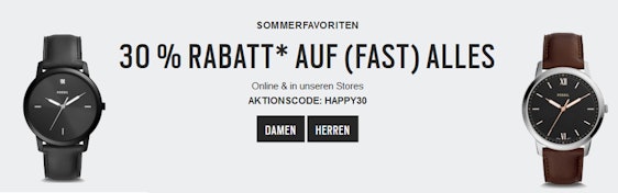 30% Rabatt auf fast alles bei Fossil - z.B. The Minimalist Uhr für 111€
