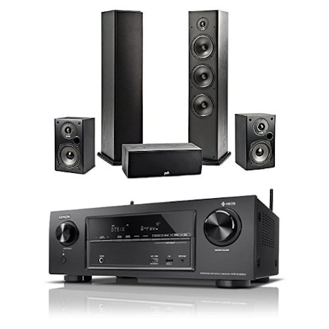 Denon AVRX1400H 7.2-Kanal AV-Receiver HEOS + 2x Polk T15 Regal-, + 2x Polk T50 Standlautsprecher + 1x Polk T30 Center für 599,- EUR inkl. VSK