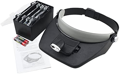 Hengda Lupenbrille mit licht 4 Vergrößerungs Brillenlupe Mit LED Licht 1,5V AAA Batterie