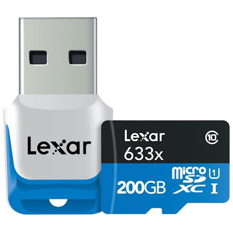 Lexar High Performance 633x für 60€ - 200GB microSDXC UHS-1 mit USB 3.0 Kartenleser