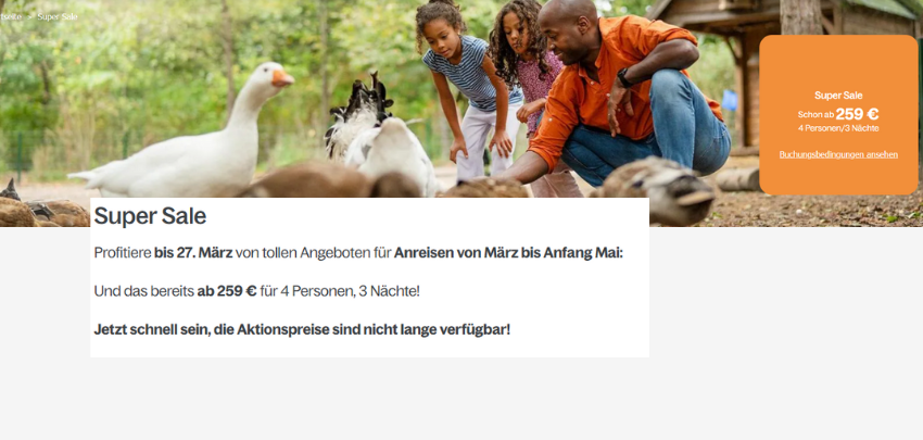 Sunparks OsterSale: 3 Nächte für 259€ - Familienabenteuer, Osteraktivitäten, Wasserspaß