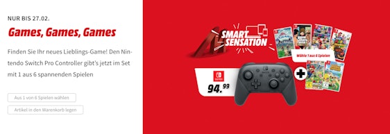 Nintendo Switch Pro Controller + Spiel nach Wahl für 90€ 🎮 – mit 40 Stunden Akkulaufzeit inkl. Switch-Spiel