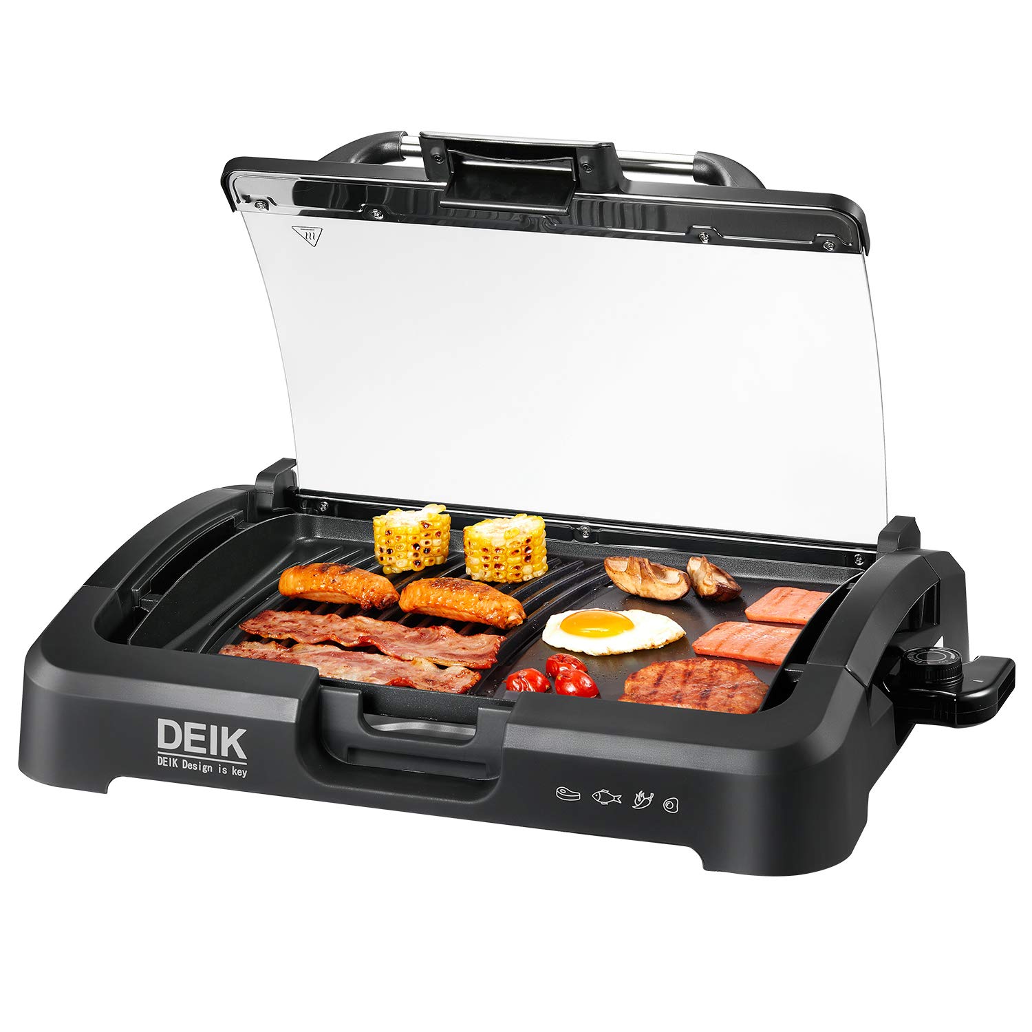 Elektrogrill Tischgrill, Verstellbarer Thermostat, Antihaft Beschichtung, 2200W