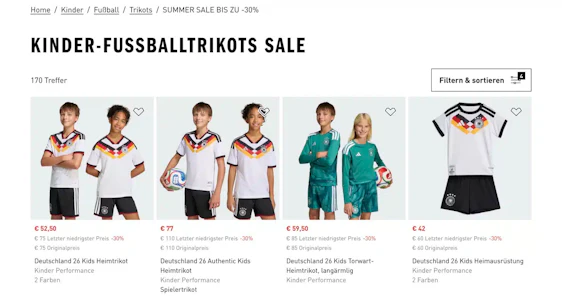 Adidas Fußballtrikots (Nationalmannschaft und Ligatrikots) im Sale!