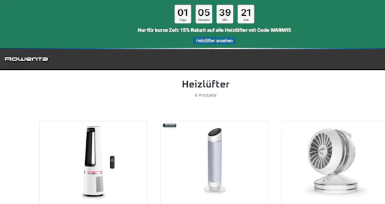 Nur noch heute! 🤩 Rowenta: 15% auf alle Heizlüfter - z.B.: Eclipse 3in1 weiß QU5060 für 425€