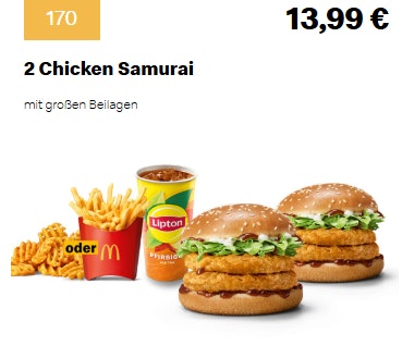McDonalds-Gutscheine-Milchshake McDonalds Gutscheine 2x Chicken Samurai Menu