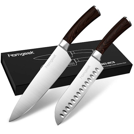 Küchenmesser 2er-Set, 7-Zoll-Santokumesser + 8-Zoll-Kochmesser