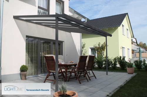 Lightline Terrassen-Überdachung Bausatz 300 cm x 300 cm Anthrazit für 949 Euro