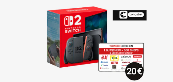 eff. nur 6€/Monat 🎮 Nintendo Switch 2 & 20€ WunschGutschein im 125GB Telekom-Tarif
