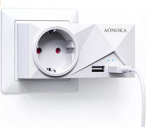AONOKA Wand Steckdose (4000W) mit 2 USB Anschluss (2.4A)