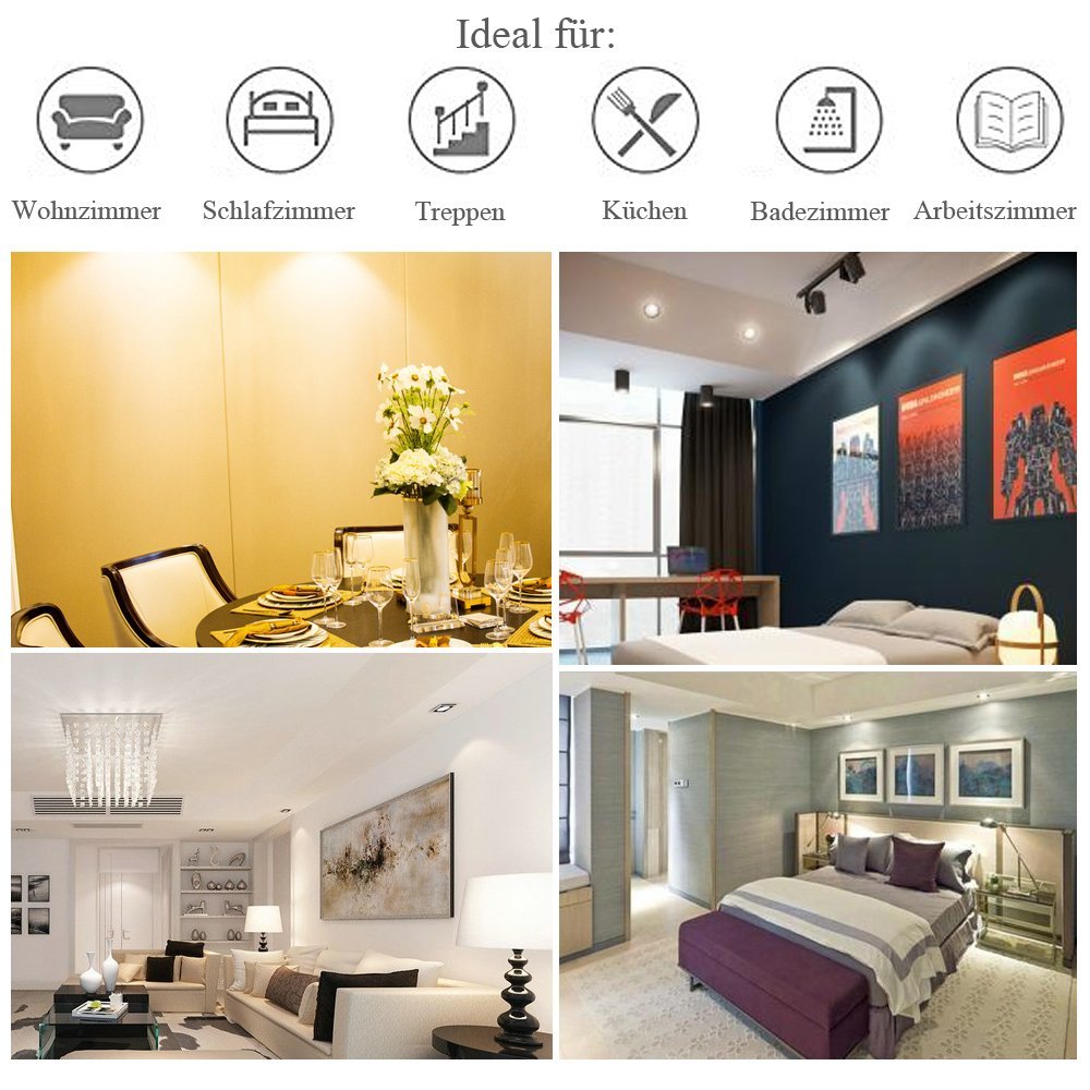 [Amazon] 6er Spot Einbauleuchte - LED Einbaustrahler 3W - 12,99EUR