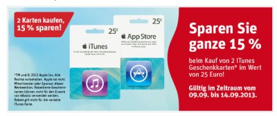 15-20% auf iTunes Karten bei Edeka und Rewe