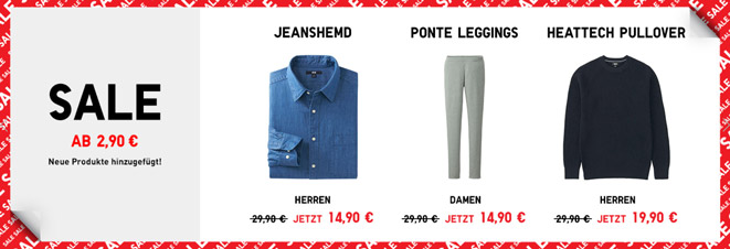 Sale bei Uniqlo - z. B. T-Shirts ab 3€ oder Hemden ab 10€