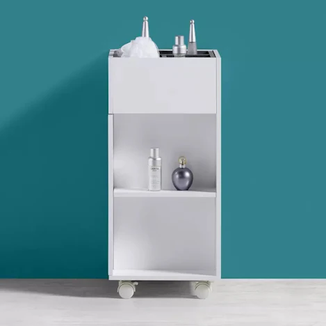 Bessagi Unterschrank "Bianco" für 27€ - Badezimmerschrank in Weiß mit Rollen