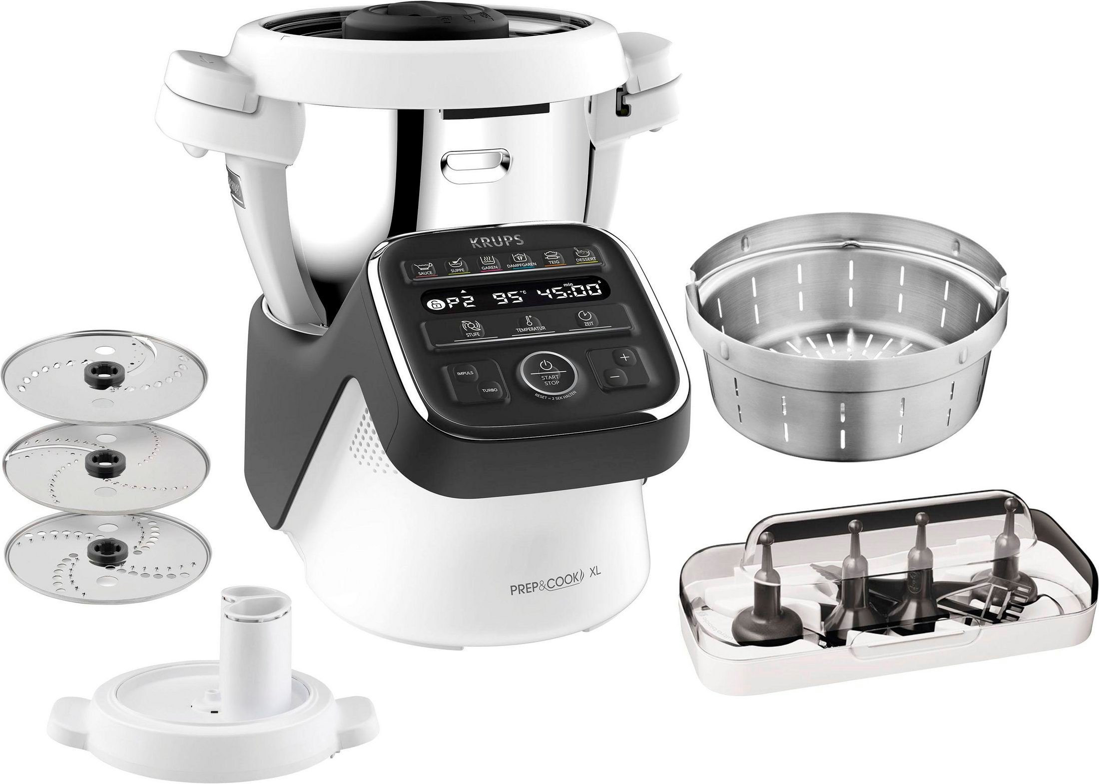 Krups HP50A8 Prep&amp;Cook XL ab 400€ – Küchenmaschine mit Kochfunktion, 1550 W, 4,5 l Schüssel