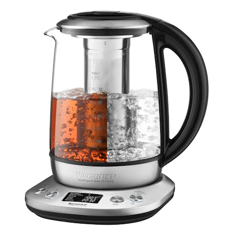 Wasserkocher Glas, 2200W, 1.7 L, 6 Programmierbare Temperaturregelung, Herausnehmbarer Tee-Infuser