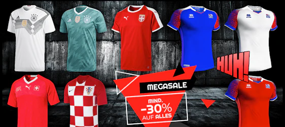 Fußball-Megasale bei Geomix – z.B. Island-Trikot für 63€