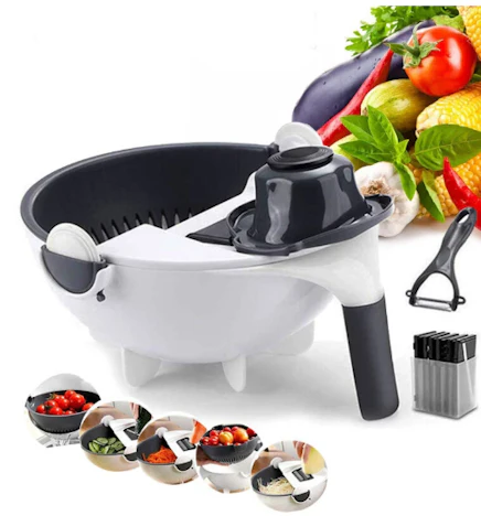 9 In 1 Multifunktionaler Gemüseschneider mit Abflusskorb