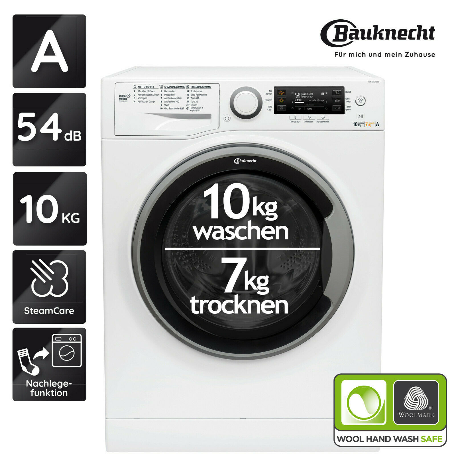 10 KG Waschtrockner BAUKNECHT WATK SENSE 107D61 EU für nur 369,90 EUR inkl. Lieferung