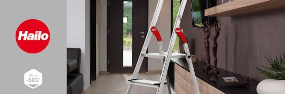 Hailo Sale bei Brands4Friends - z.B. Alu-Sicherheitsleiter XXL, 3 Stufen ab 47€