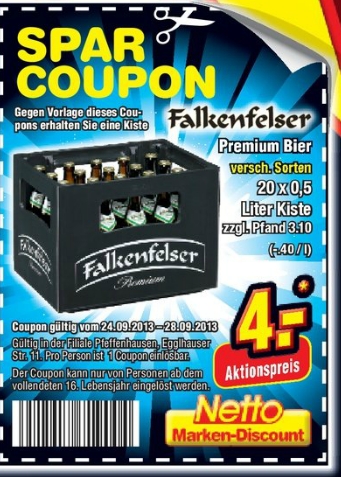 Kasten Bier für 4€ bei Netto