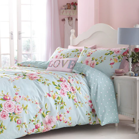 Catherine Lansfield Canterbury Bettwäsche, Baumwolle, Blau, für Einzelbett