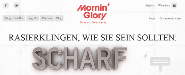 2 Monate Mornin' Glory zum Preis von 1 - z.B. 4 Rasierklingen für 5€ inkl. Versand *UPDATE*