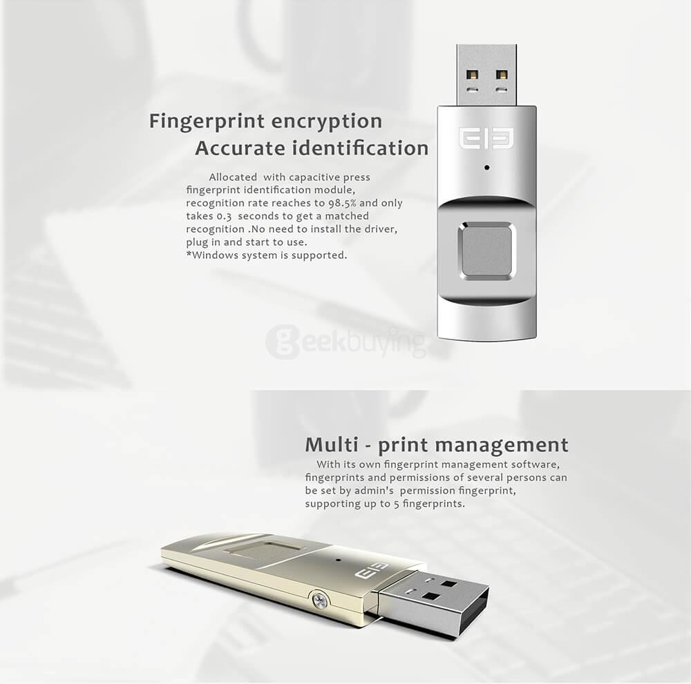 Elephone ELE Secret 64GB Fingerprint Encryption USB 2.0 Stick