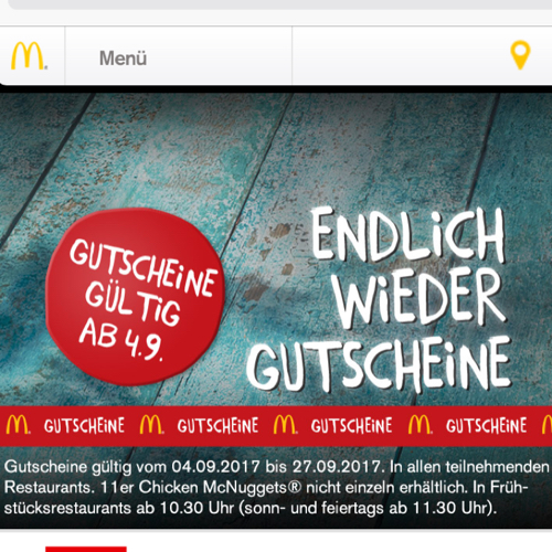 McDonalds Gutscheine ab 04.09.2017