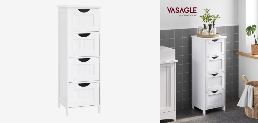 Vasagle Beistellschrank für 33€ - mit 4 Schubfächern, im Landhausstil