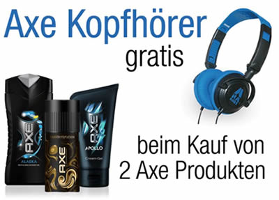 Zwei AXE Produkte kaufen und Axe Kopfhörer kostenlos dazu erhalten