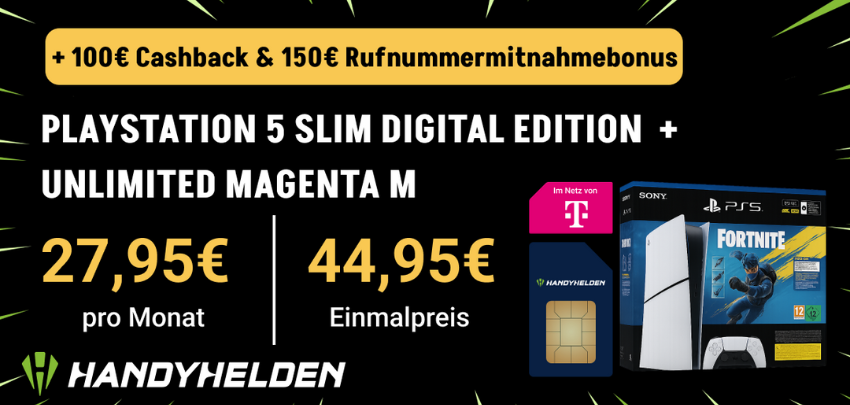 LETZTE CHANCE 🎮 🎁 Playstation 5 Slim Digital GESCHENKT! Mit Unlimited Telekom Tarif nur 19,41€ mtl. 