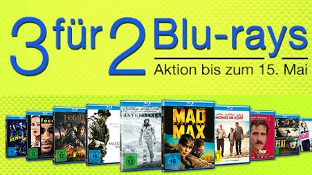 3 Blu-rays zum Preis von 2 bei Amazon - über 400 Filme zur Auswahl