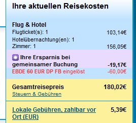 60€ ebookers Gutschein für Flug+Hotel Buchungen
