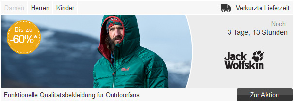 Jack Wolfskin Sale in der zalando lounge - z. B. günstige Outdoor-Jacken