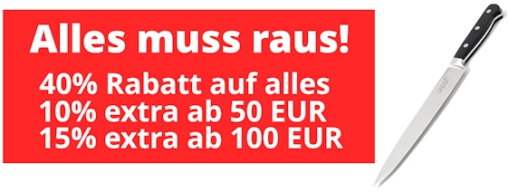 Letzte Chance mit noch mehr Rabatt! Abverkauf bei Heiso 1870 mit 40% Rabatt und bis zu 15% Extra-Rabatt - z.B. Chefmesser Classic für 36€