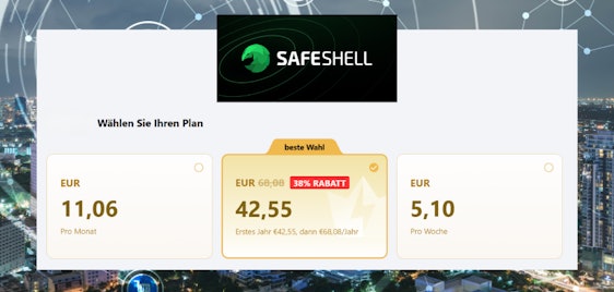 SafeShell VPN für 43€ - 1 Jahr Schutz, 5 Geräte, Streaming-optimiert