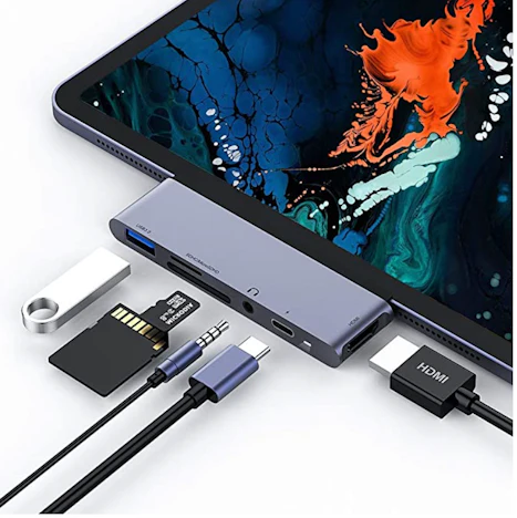 USB C Hub für iPad Pro, 6 in 1 Typ C zu HDMI 4K,
