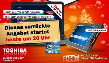 Toshiba Satellite C855-21V für 399€ und Crucial M4 512GB SSD für 279€ im Media Markt Adventskalender *UPDATE*