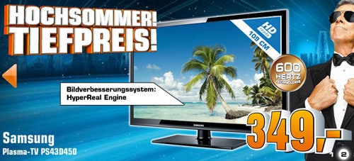 Samsung PS43D450 für 348€ bei redcoon - 43" Plasma-TV aus aktueller Generation (Update: redcoon hat gekontert)