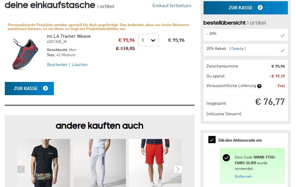 warenkorb adidas